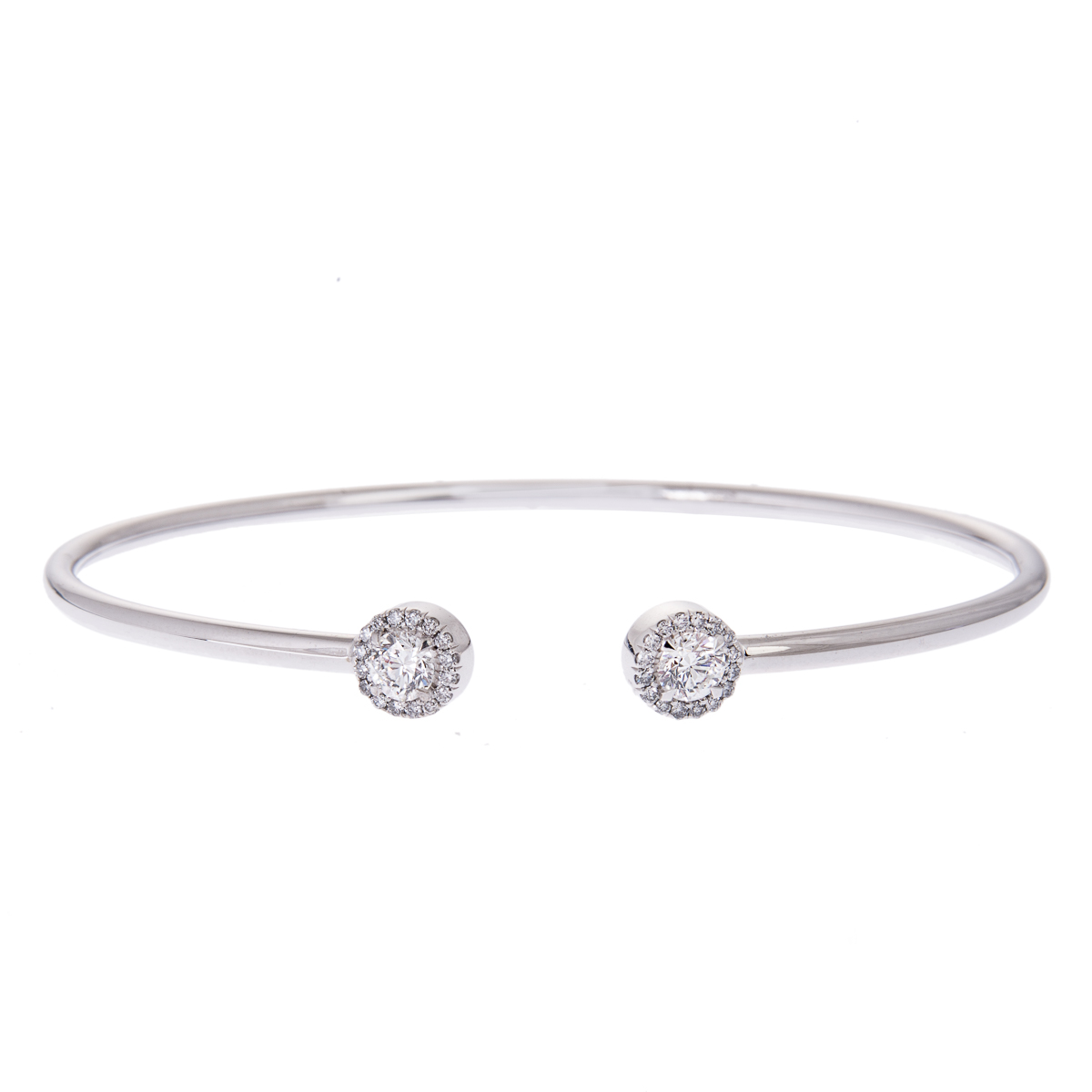 18ct White Gold Bangle with Diamond Cluster Motif Hancocks Jewellers