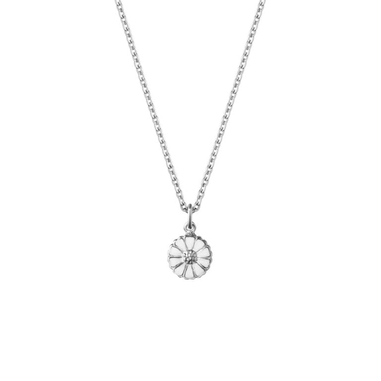 DAISY White Enamel Pendant, Small daisy-silver-pendant