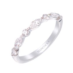 diamond set wedding ring with marquise cut diamonds