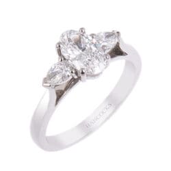 oval diamond three stone engagement ring