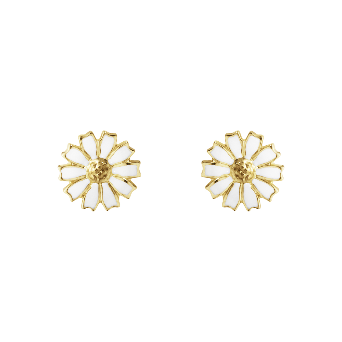 Georg Jensen silver and white enamel Daisy stud earrings