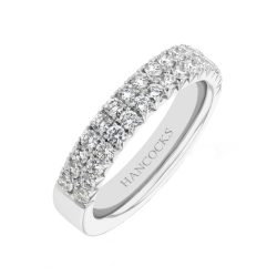 platinum 2 row diamond set wedding ring