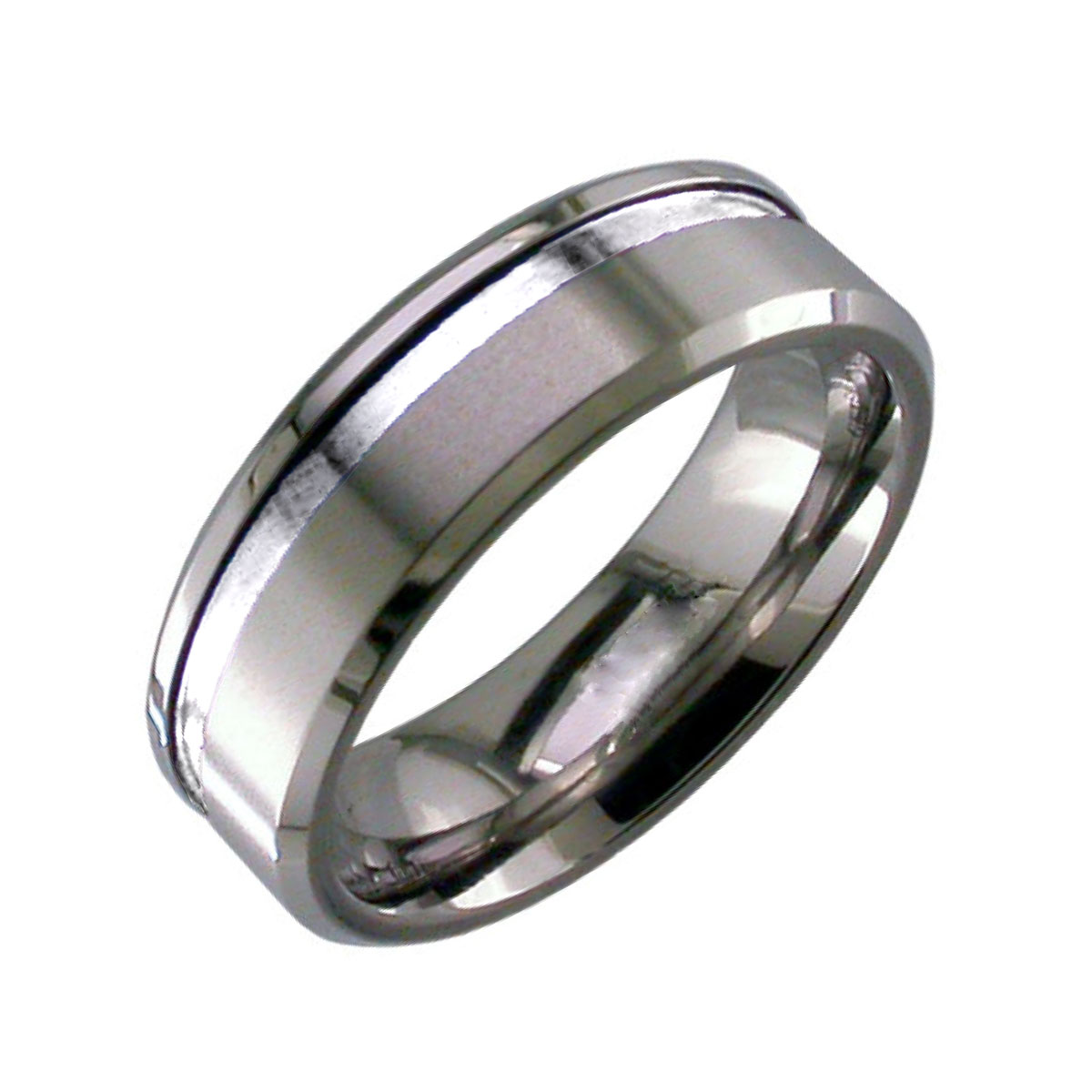 zirconium matt wedding band with white line inlay