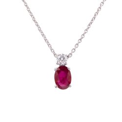 oval ruby and diamond pendant
