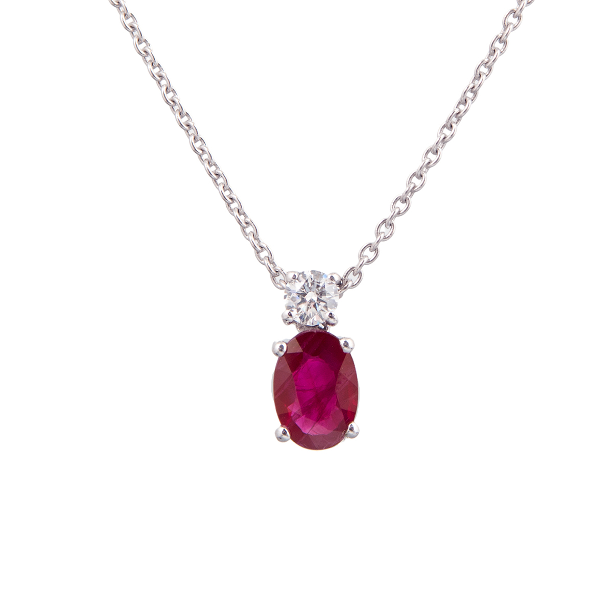oval ruby and diamond pendant