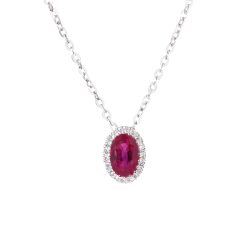 oval ruby and diamond pendant