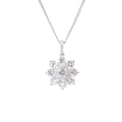 white gold diamond flower pendant