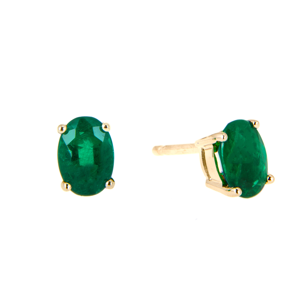 Emerald Stud Earrings in Yellow Gold