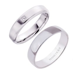 plain and diamond set wedding rings for him