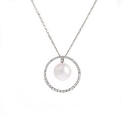 pearl and diamond circle pendant