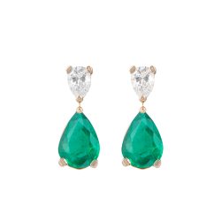 emerald and diamond drop earrings