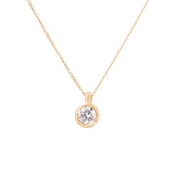 yellow gold diamond pendant in a rubbed over setting