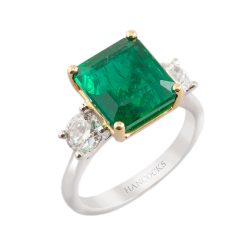 Platinum 4.72ct Emerald and Diamond Ring
