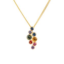 Multi Colour Sapphire Bubble Pendant in Yellow Gold