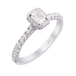 Emerald Cut Diamond Halo Cluster Ring