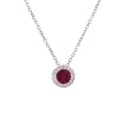 White Gold Ruby and Diamond Pendant