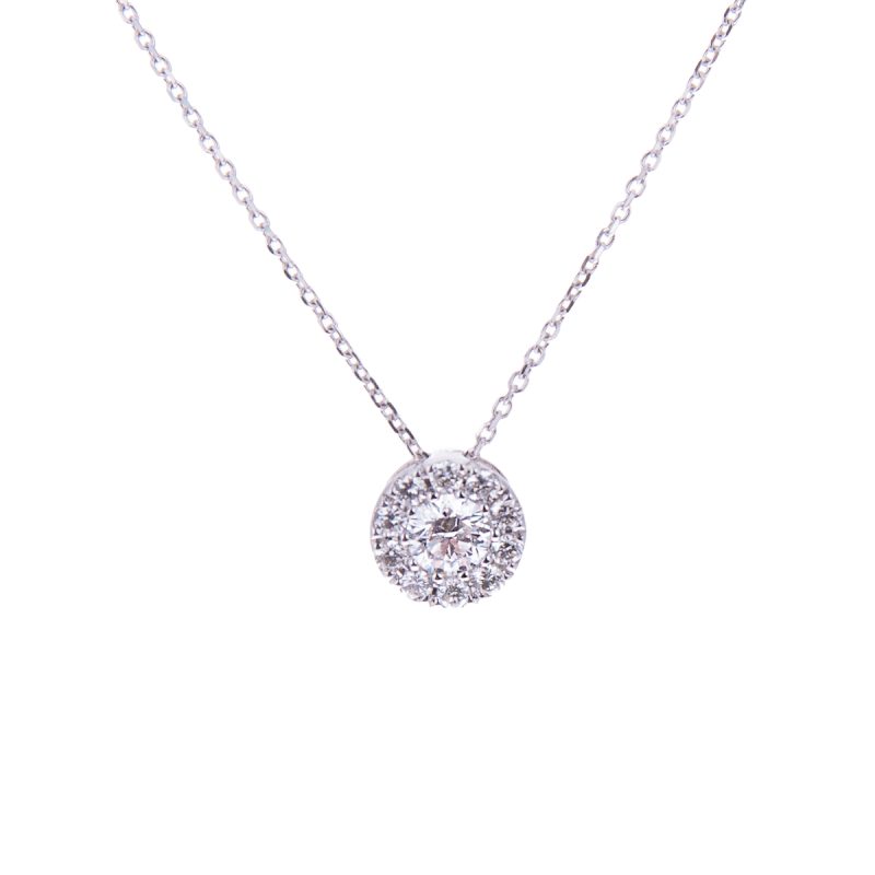 Multi Stone Diamond Pendant in White Gold