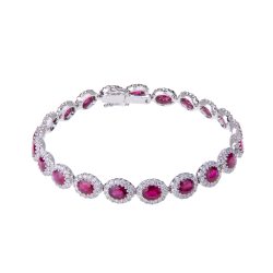 Ruby and Diamond Halo Set Bracelet