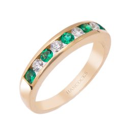 Channel Set Emerald and Diamond Half Eternity