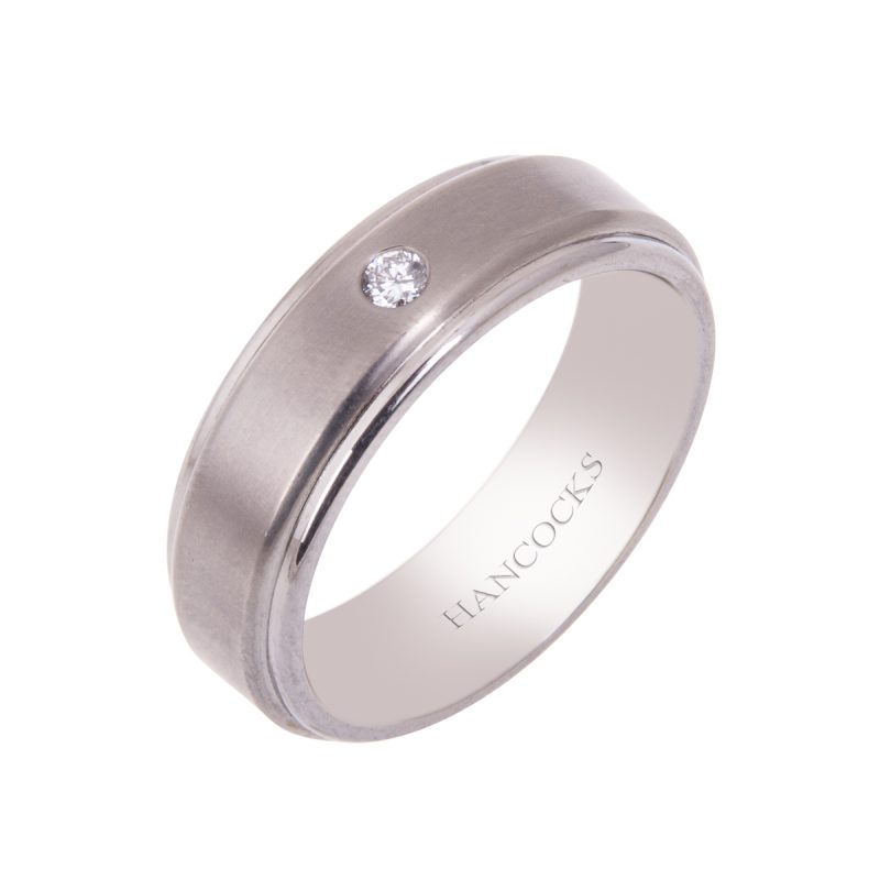 Titanium and Diamond Set Gents Band