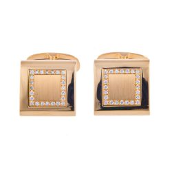Yellow Gold Square Diamond Set Cufflinks