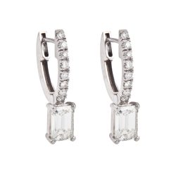 Emerald Cut Diamond Hoops
