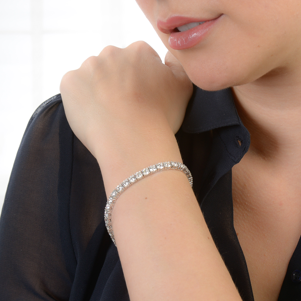 Diamond Line Bracelet in Platinum - Image 2