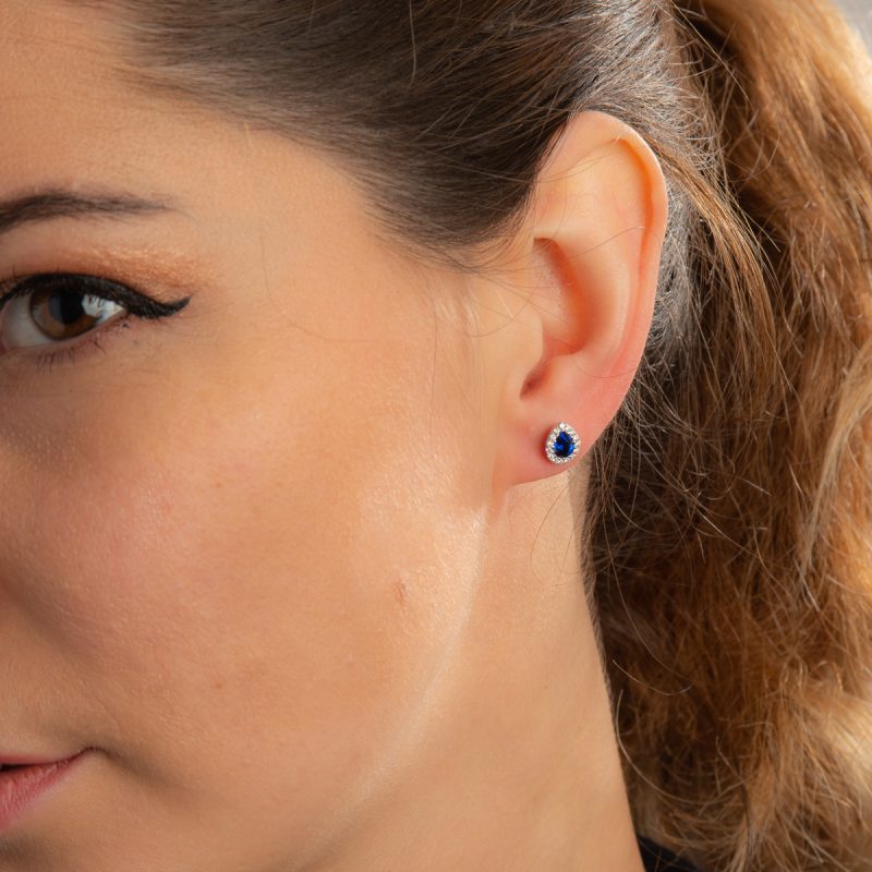 Sapphire and Diamond Pear Cut Earrings - Image 2