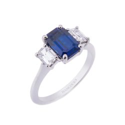 Emerald Cut Sapphire 3-Stone Ring