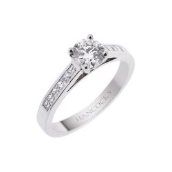 Single Stone Ring with Diamond set Shoulders