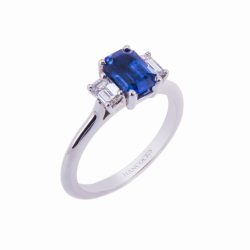 Platinum Sapphire and Diamond 3-Stone