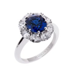 Sapphire and Pear Cut Diamond Cluster