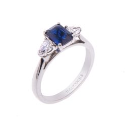 Platinum Sapphire and Diamond 3-Stone Ring