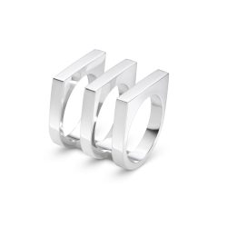 Aria three row silver ring