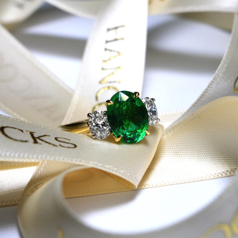 Yellow Gold Oval Emerald and Diamond Ring - Image 2