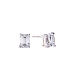 emerald cut diamond stud earrings in platinum