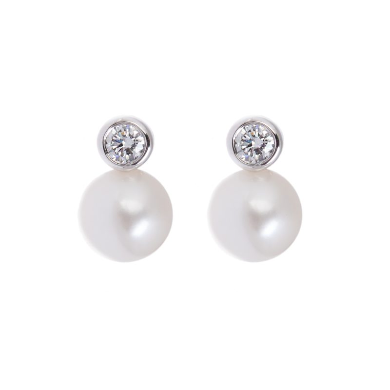 white gold pearl and diamond earrings