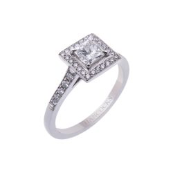 platinum princess cut diamond cluster ring