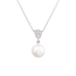 pearl and pave set diamond pendant