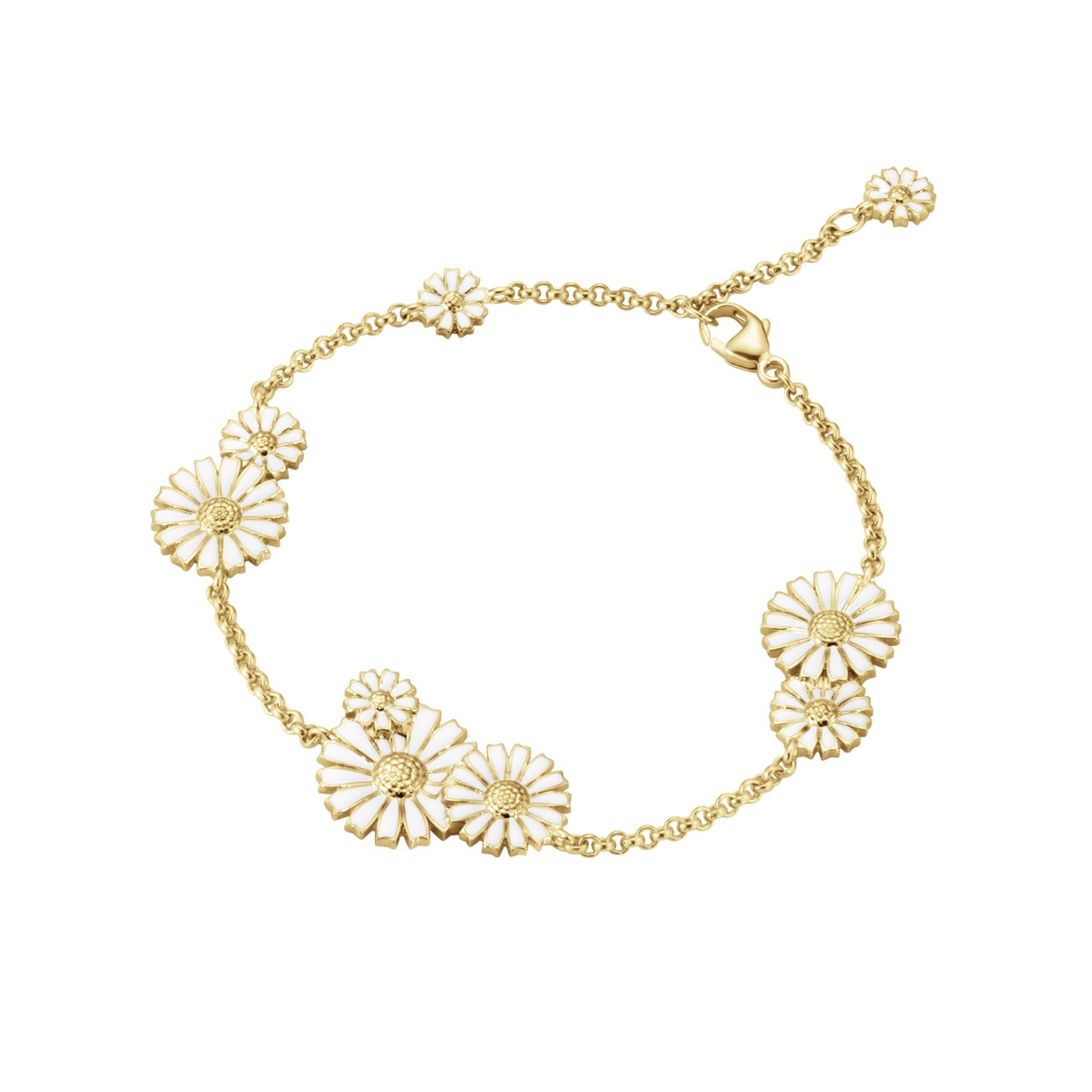 9 flower Daisy layered silverbracelet