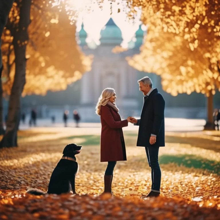 middle aged couple in an autumn park