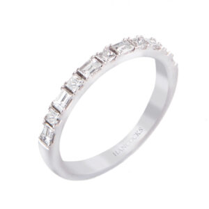 platinum princess cut and baguette cut diamond wedding ring