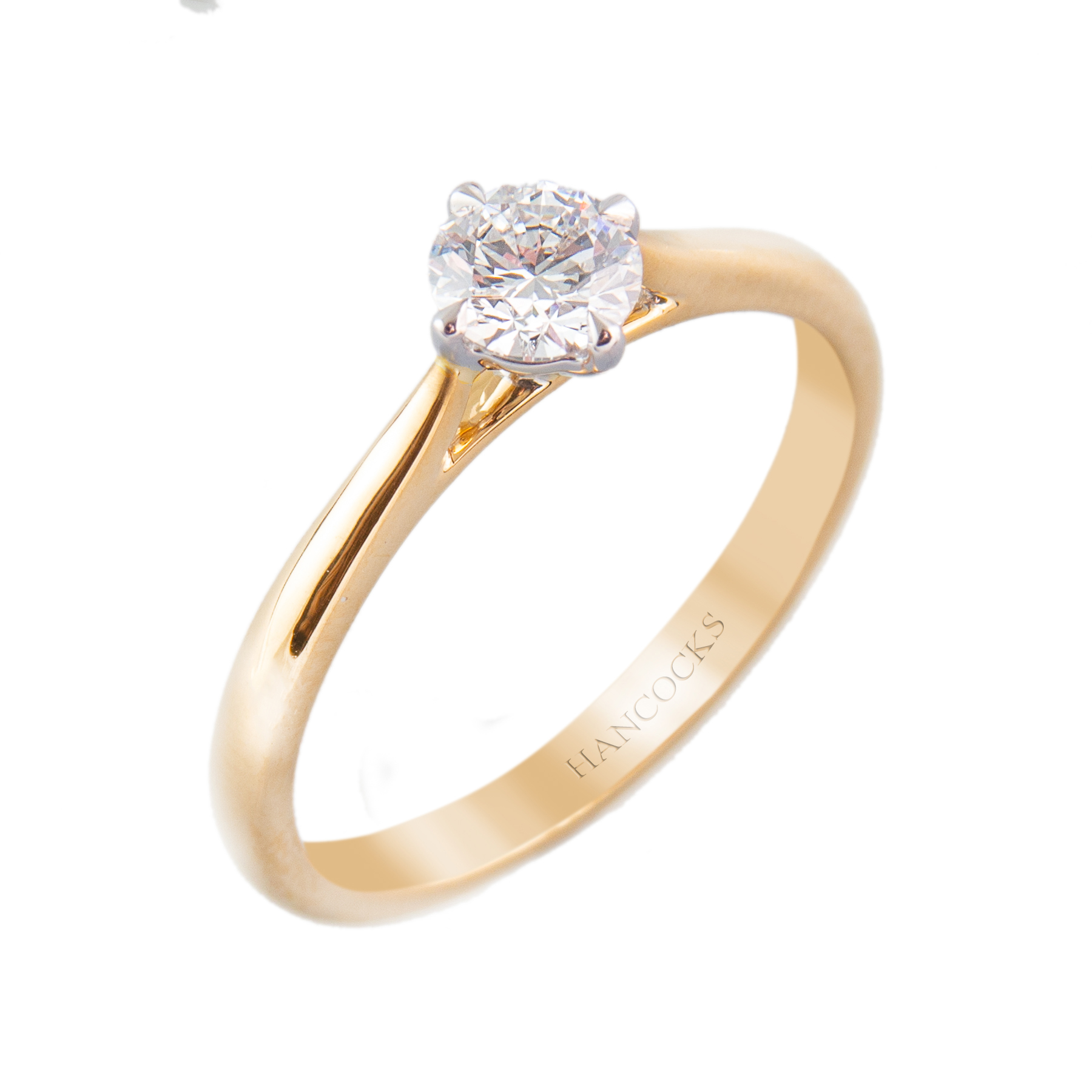 0.40ct brilliant cut diamond single stone ring in yellow gold