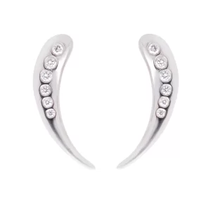 crescent white gold earrings with diamonds