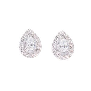white gold pear cut diamond cluster earrings