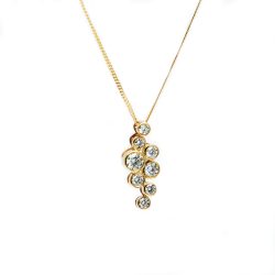 yellow gold diamond bubble pendant and chain