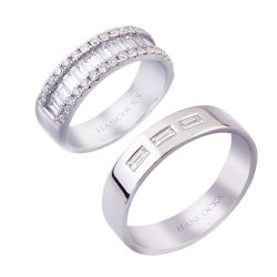 baguette cut diamond wedding rings for him and her