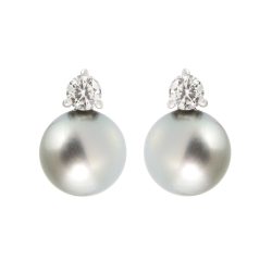Tahitian pearl and diamond earrings