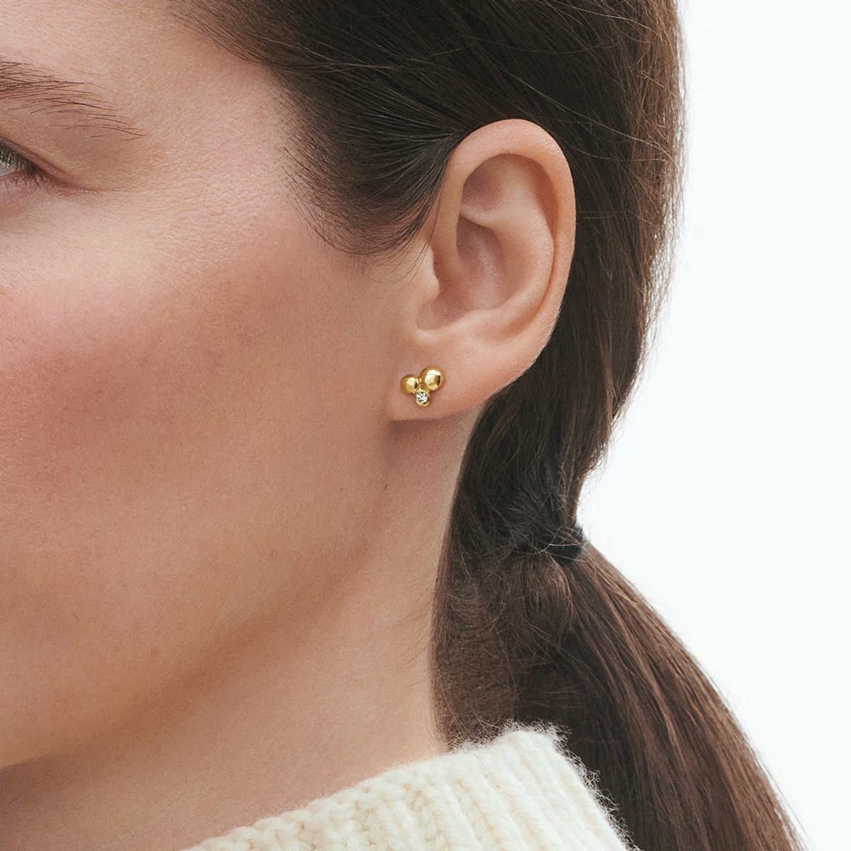 Moonlight Grapes Yellow Gold Diamond Studs - Image 3