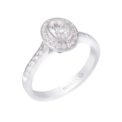 platinum oval cut diamond halo cluster ring
